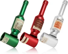 3 Tobacco Smoking Pipe Set Detachable Metal Wine Bottle Design Red Green silver