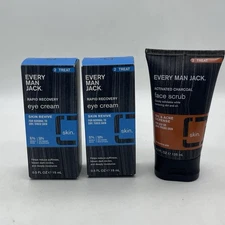 (2 Pack) Every Man Jack Face Eye Cream Revive 0.5 Oz With Charcoal Face Scrub