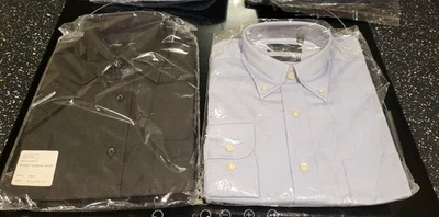 2x Men's shirt shirts 14.5" size S Uneek black UC710 half Sleeve blue UC701 long - Image 1 of 4