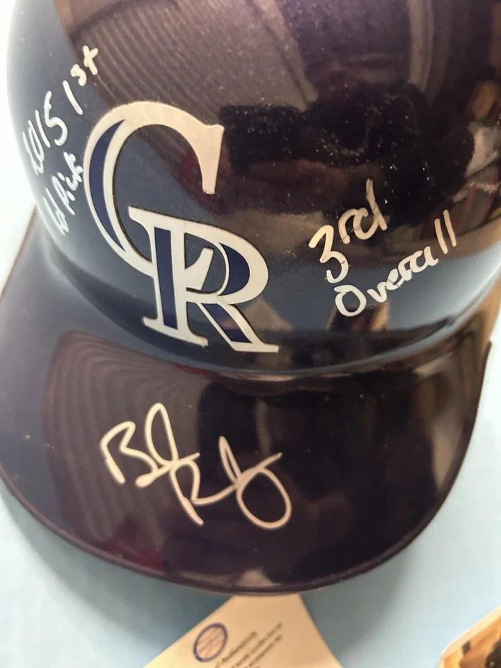 Brendan Rodgers Signed Autograph Colorado Rockies F/s Batting Helmet Inscription - Image 2 of 4