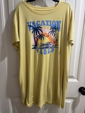 Joyspun Nightgown Plus 2x/3x Yellow Pockets   Vacation Vibes  