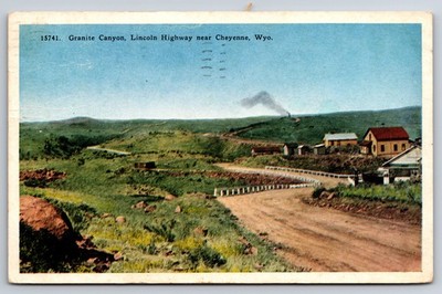 Granite Canyon Lincoln Highway Near Cheyenne Wyoming WY 1936 Postcard