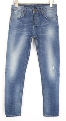 TAKESHY KUROSAWA TK75 Men's Jeans W34 Slim Blue Stretch Distressed Buttoned