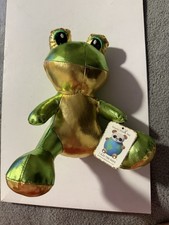 Shiny Metallic Gold And Green Frog Plush NWT World Plush