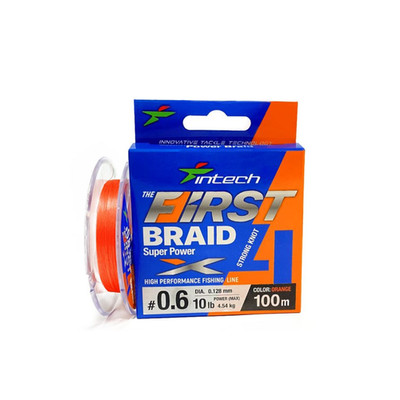 Intech First Braid X4 Orange 100m   Geflochtene Angelschnur High-Vis   4-fach PE