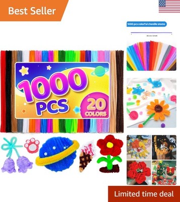 Vibrant Multi-Colored Craft Pipe Cleaners - 1000 Stem Pack for Imagination