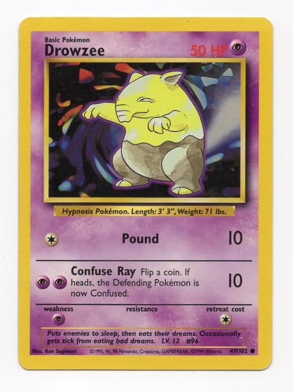 Drowzee 49/102 Base Set Pokemon Card NM - LP WotC