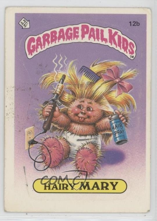 1985 Topps Garbage Pail Kids Series 1 Glossy Hairy Mary (Two Star Back) #12b 5c2