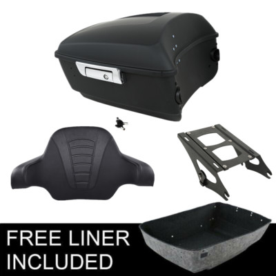 Matte King Pack Trunk Pad + 2 Up Mount Fit For Harley Tour Pak Touring 2014-2023