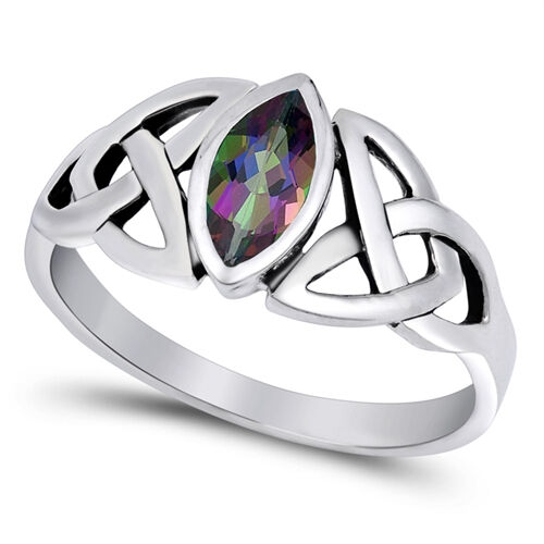 USA Seller Celtic Design Ring Sterling Silver 925 Best Jewelry Rainbow Topaz - Picture 2 of 2