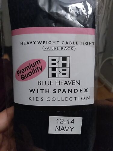 Heavy Weight Footed Cable Tights Blue Heaven Brand  Size 12-14  NAVY New in Pkg. - Picture 1 of 4