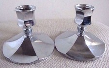 Vintage Pair Irvinware Chrome ware Candle holders Set made in USA