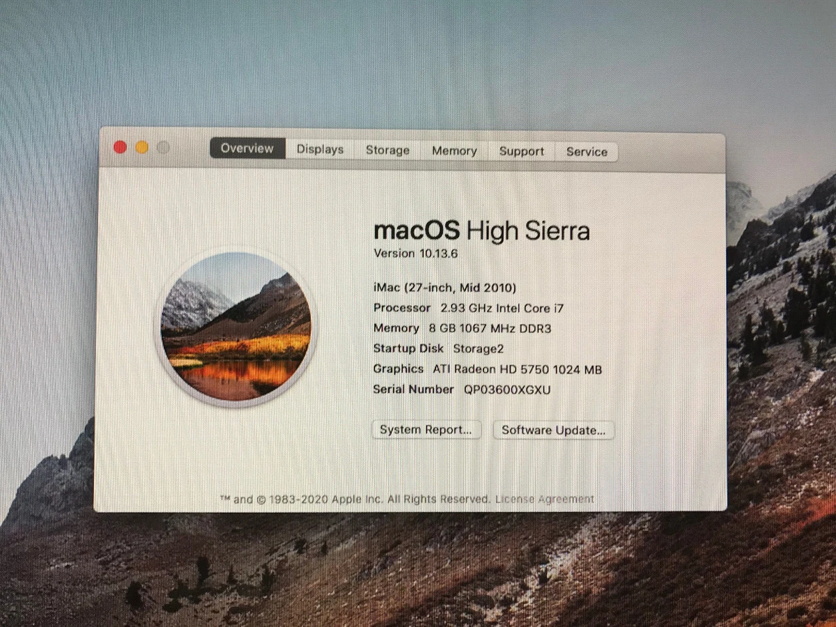 Apple iMac macOS 10.13, High Sierra 2010 Apple Desktops & All-In