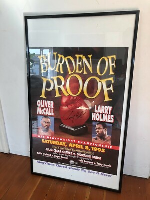 Larry Holmes Autographed Fight Poster Burden of Proof Vs Oliver McCall 1995