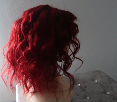 gewogene Locken tiefrot burgunderrot europäisch 100% Echthaar Lace Front Perücke