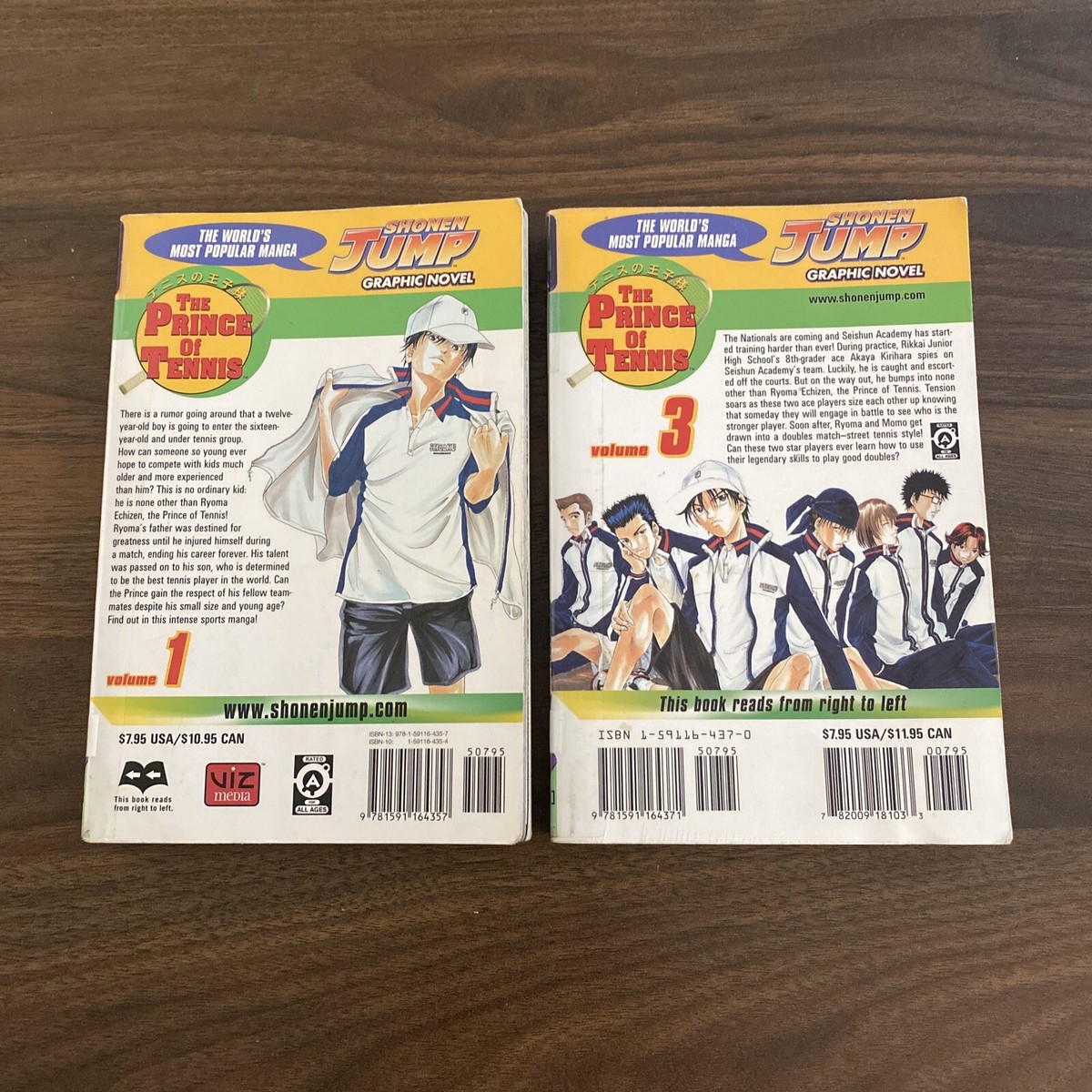 The Prince of Tennis, Volume 1 & 3. Takeshi Konomi Manga