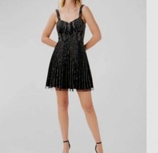  266 Aidan by Aidan Mattox Womens Black Beaded Sequin Sweetheart Dress Size US 6