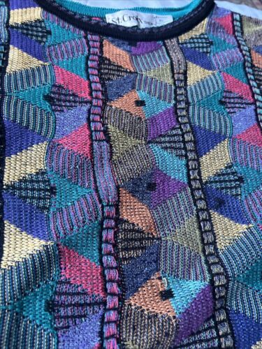 Vtg St Croix Knits Wool Cotton Sweater Men XL 3D Coogi Style Cosby Preppy Artsy - Picture 3 of 7