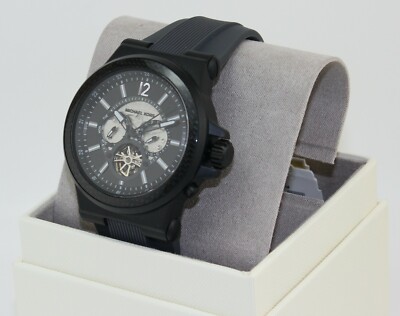NEW AUTHENTIC MICHAEL KORS DYLAN GRAY BLACK AUTOMATIC SILICONE MENS MK9026 WATCH