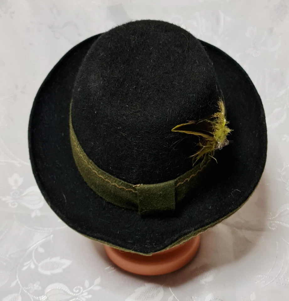 ВИНТАЖНЫЙ ПОДЛИННЫЙ TRACHTEN OKTOBERFEST DIRNDL ЧЕРНЫЙ ЖЕНЩИН ВЕДРО FEDORA ШЛЯПА: XXS - Изображение 4 из 4