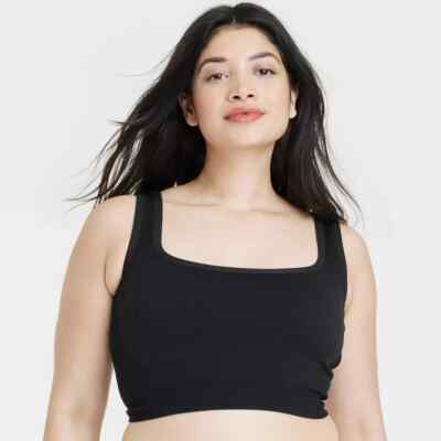 Women's Square Neck Seamless Brami Cami Bralette - Colsie Black Size XXL