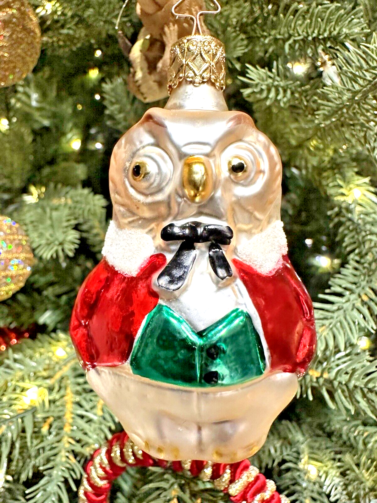 VTG Inge - Glas Germany OWL ornament Mercury HAND BLOWN 3.5