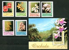 SOMALIA 1998, FLOWERS, ORCHIDS, 6 STAMPS AND SOUVENIR SHEET, MNH