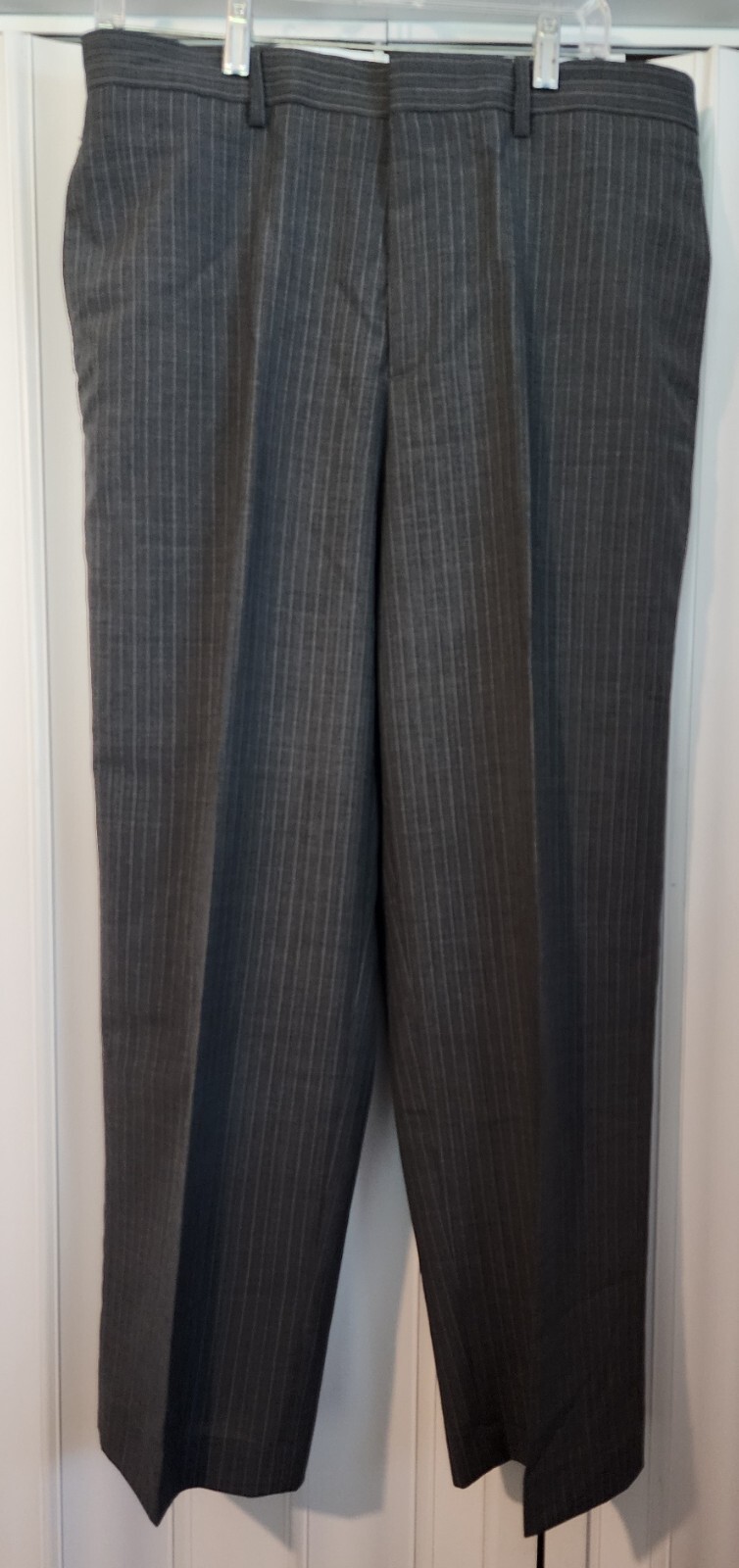 Structure Men's Gray Polyester Wool Blend Striped… - image 1
