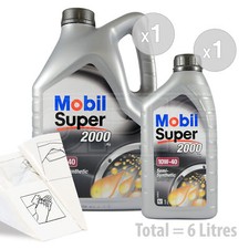 Car Engine Oil Service Kit / Pack 6 LITRES Mobil Super 2000 X1 10W-40 10W40 6L