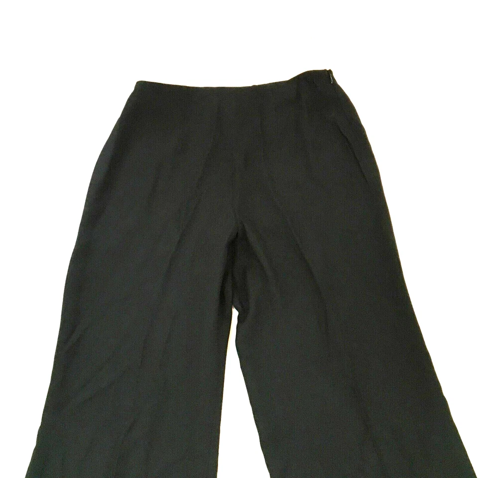 Pantalones de vestir Rena Lange para mujer talla 8 negros tiro alto cremallera lateral pierna ancha nuevos con etiquetas Foto 2 de 4