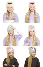 Girls Kids Childrens Winter Unicorn/Heart Knitted Beanie Hat