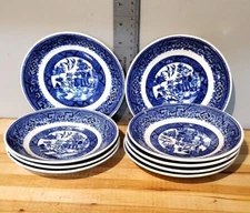Lot of 9 Blue Willow Ware Homer Laughlin - CUP SAUCERS 5-1/2"