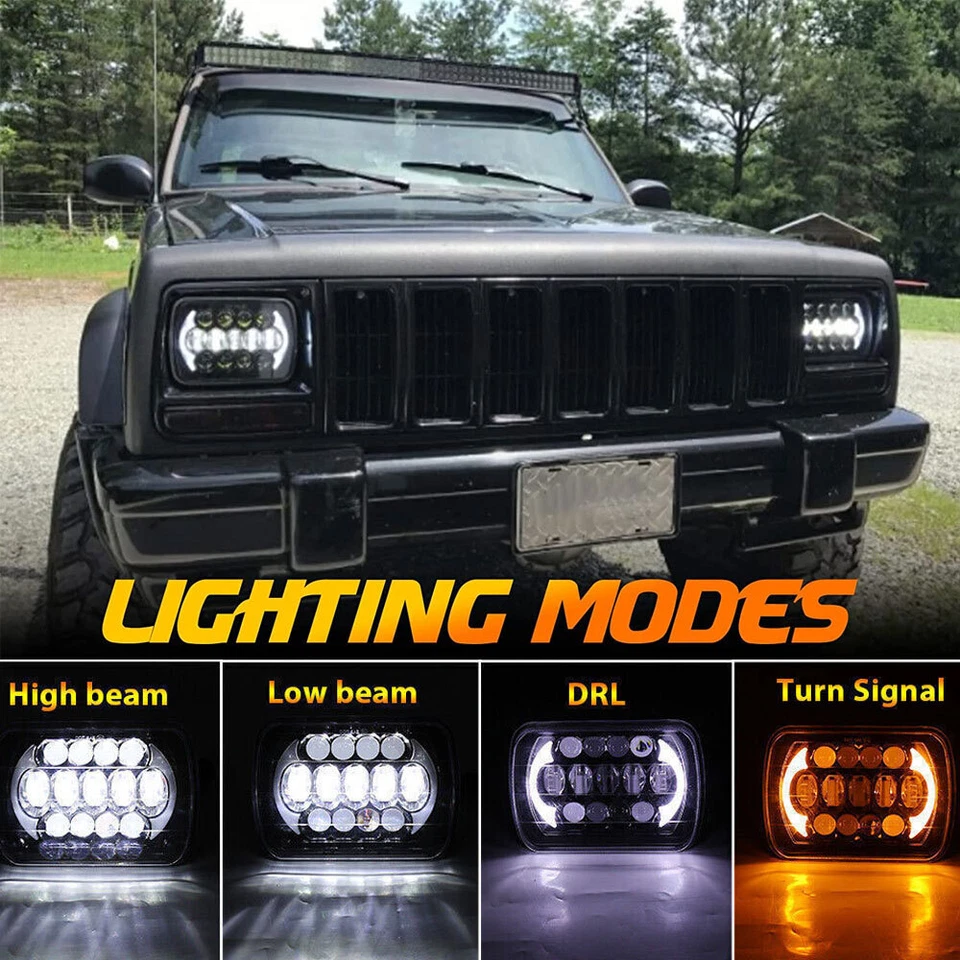 Fit 1996-2018 GMC Savana 1500 2500 3500 7x6" Inch LED Headlight Hi/Lo Halo DRL - Image 2 of 4