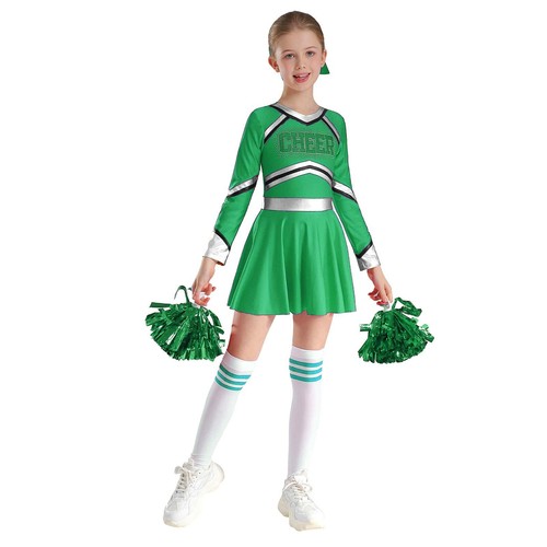 DE Kinder Mädchen Tanz Aktiv Cheerleader Wettkampf Cheerleading Glitzernd Kostüm - Bild 63 von 85