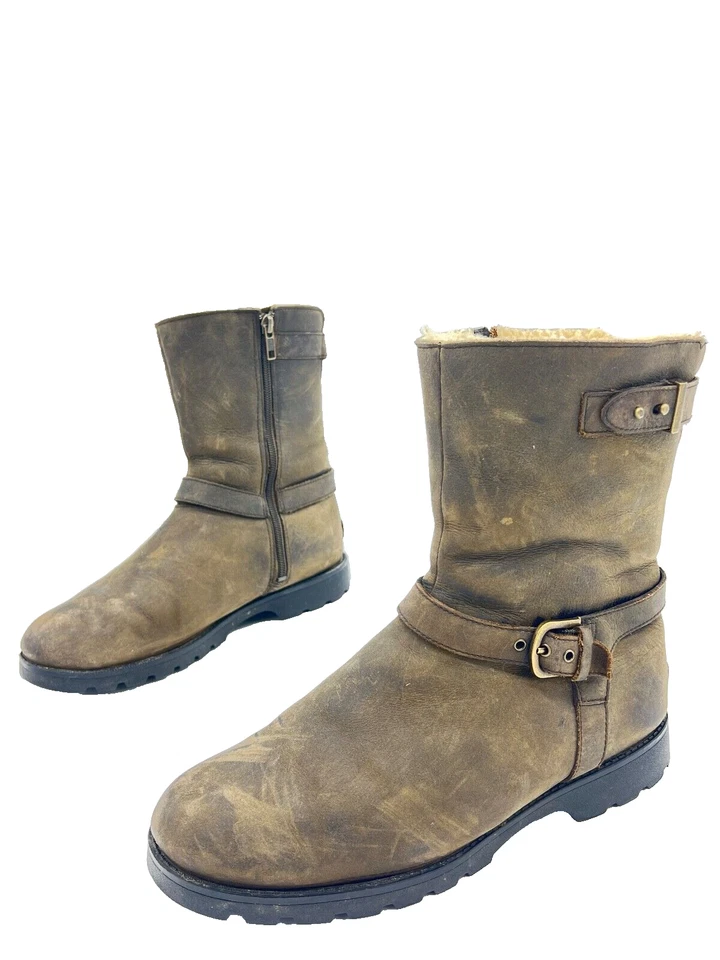 UGG AUSTRALIA Grandle Botas De Cuero Marrones Para Mujeres T.39 US.8 UK.6 - Imagen 1 de 4