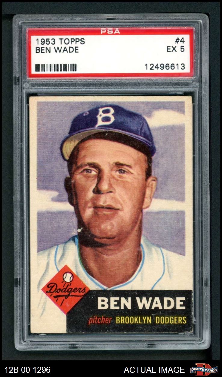 1953 Topps #4 Ben Wade Dodgers PSA 5 - EX