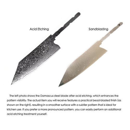 VG10 Damascus Steel Chef Knife Blank Blade DIY Home Hobby Kitchen Tools Material - 第 4/25 張圖片