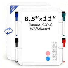 Magnetic Dry Erase Board 8.5x11 Double Sided Whiteboard Fridge Wall 4 Markers