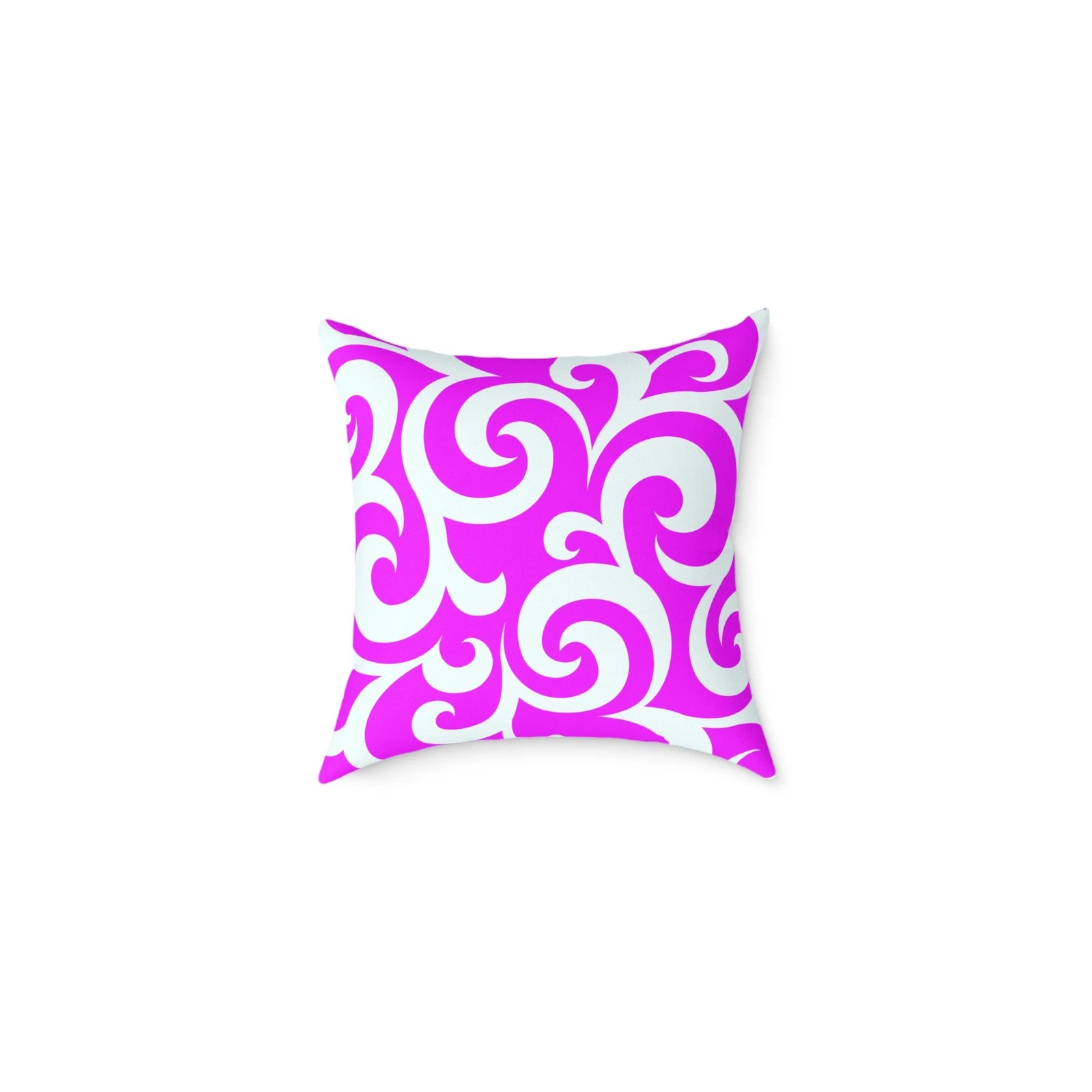 Pink Swirl Pattern Square Pillow | Decorative Throw Pillow, Modern Scroll Design