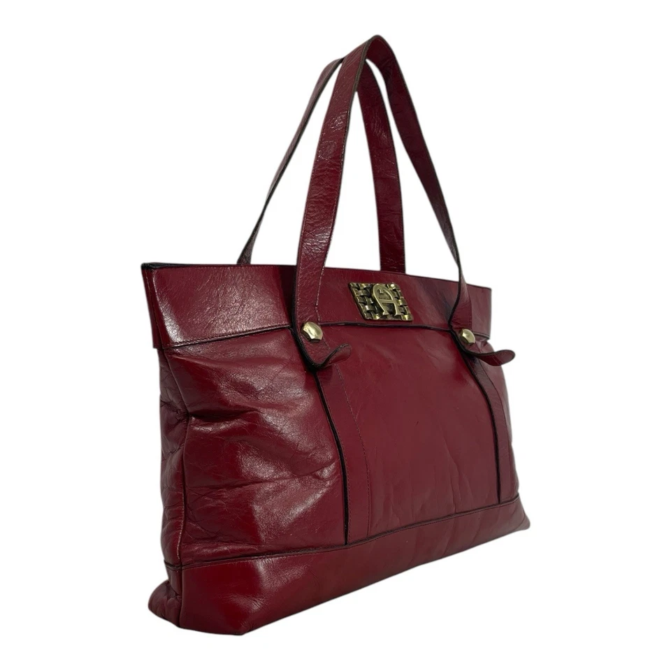 Vintage 60s 70s ETIENNE AIGNER Large Handmade Leather Tote Bag Handbag Satchel - Image 2 of 4