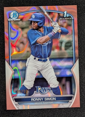 2023 Bowman Chrome #BCP-112 Ronny Simon 1st Rose Gold Lava Refractor /10