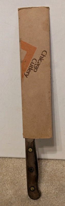 Vintage Chicago Cutlery 44S Chef Knife 10" blade Walnut Edition Handle USA