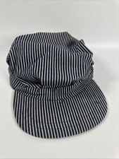 Vintage Engineer Conductor Cap Stretch Stripe Train Railroad Large 100 Cotton