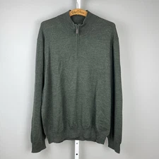 Jos. A. Bank Traveler 1/4 Zip Sweater Mens XXL Merino Wool Dark Green Pullover