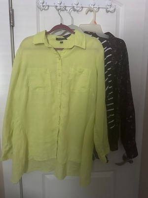 LOT of THREE: 2 shirts & 1 top, women's SIZE 1X, linen & cotton, EUC easy care