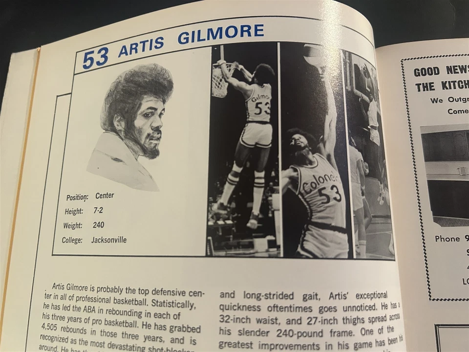 1974 75 ABA NBA New York NETS Kentucky CORONELESS Programa JULIUS ERVING Dr J Artis Foto 4 de 4