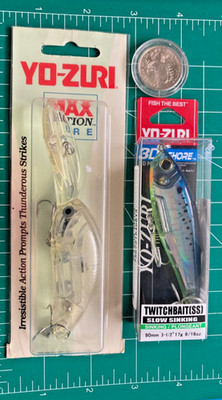 YO ZURI LOT 2 NEW LURES CRANKBAITS CLEAR DEEP DIVER MAX ACTION TWITCHBAIT SS 3D