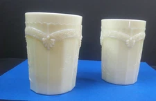 Chrysanthemum Sprig, Pagoda, Northwood, Ivory Custard, 2 Tumblers, EAPG, ExCd