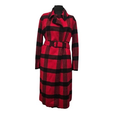 Polo Ralph Lauren Women s Wool Coat Red Black Plaid Belted M NWT $798