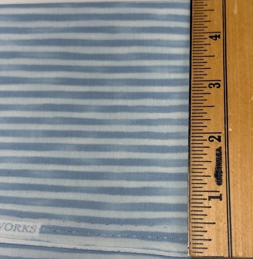 Blue & Blue Striped Cotton Fabric 10" x 42" Clothworks Sewing Crafts - Image 4 of 4